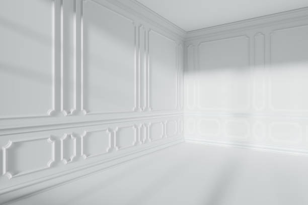 istock Empty white room corner with classic style decor on walls 899153554