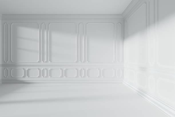 istock Empty white room with classic style decor on walls 899153624