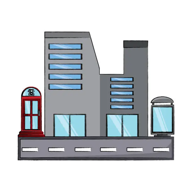 Vector illustration of city building icon