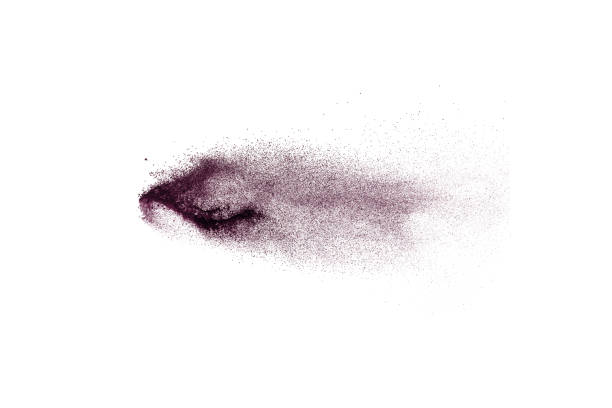 istock coco color particles splatter on white background. Deep brown dust splash on white background. 899156070