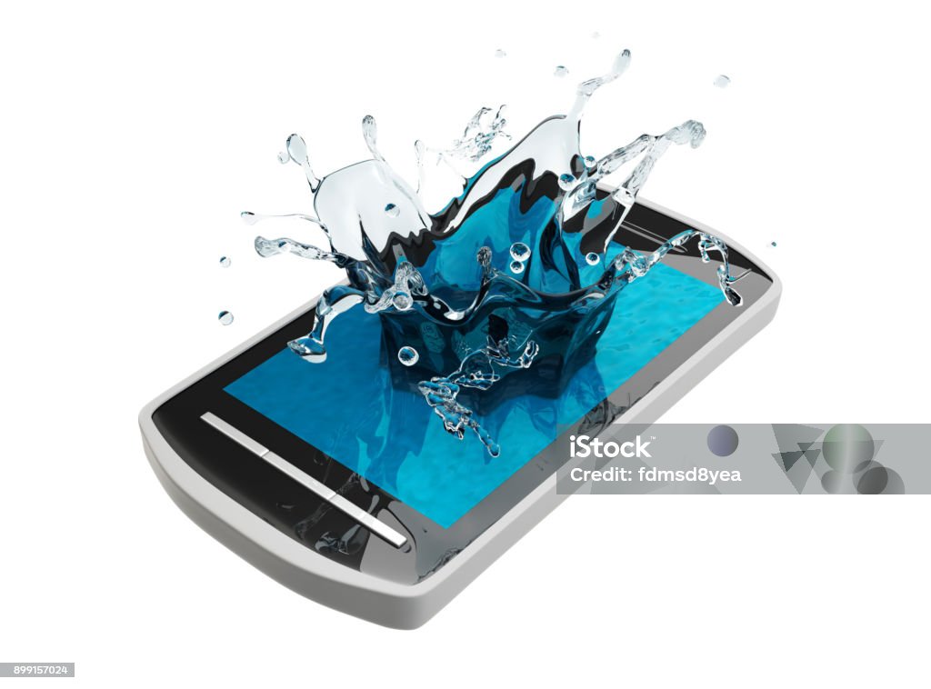 Smartphone and Splash Smartphone and Splash 3d image Computer Graphic Stock Photo