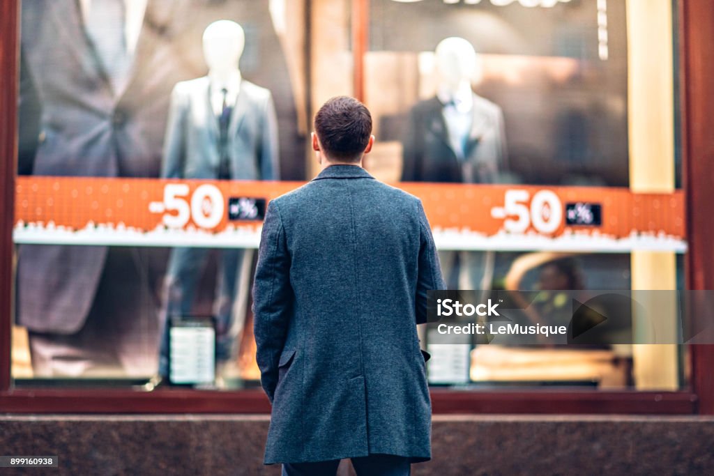 Lifstyle sales street scene Men Stock Photo