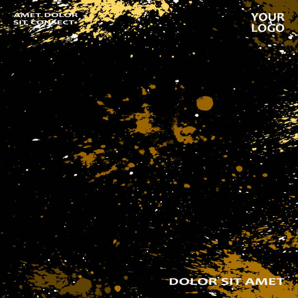 istock Gold explosion paint splatter artistic cover frame design. Decorative xmas splash spray texture black golden background. Trendy template vector Cover Report Catalog Brochure Flyer Poster Banner 899168994