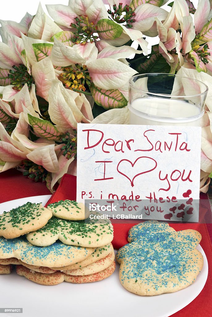 Рождество сахар файлы cookie и Примечание для Санта-Клауса - Стоковые фото Без людей роялти-фри