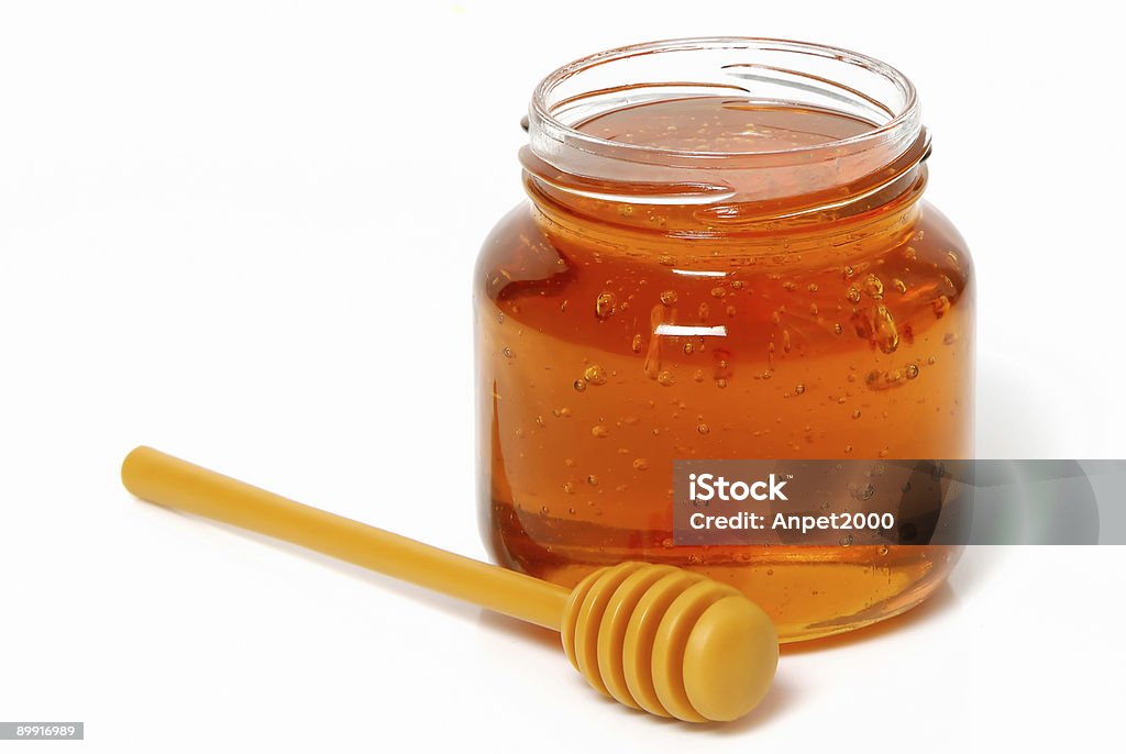 Honey jar isolated on white background  Color Image Stock Photo