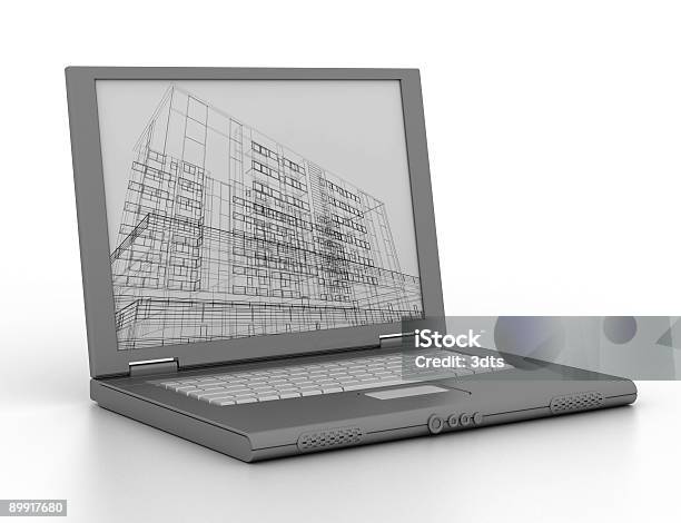 엔지니어 랩탑형 흰색 바탕에 흰색 0명에 대한 스톡 사진 및 기타 이미지 - 0명, 3차원 형태, LCD