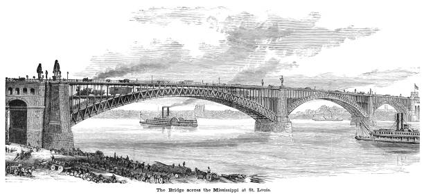 мост идс через реку миссисипи в сент-луисе - mississippi river illustrations stock illustrations