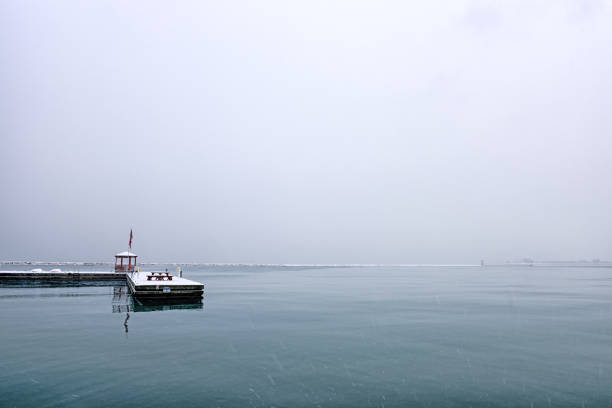 Lake Michigan lakefront, Chicago snow storm