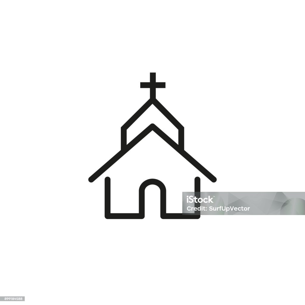 Church line icon Line icon of church. Cathedral, famous place pointer, Christianity. Religion concept. Can be used for signboards, poster, brochure pictograms Church stock vector