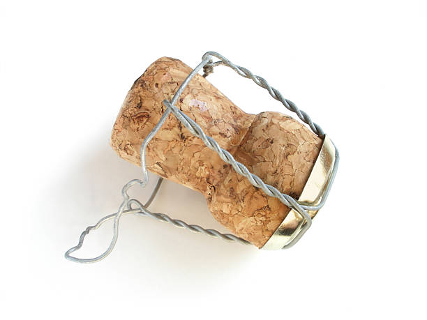 Up close photo of a wire secured cork stock photo
