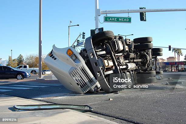 Overturned Truck Stock Photo - Download Image Now - Crash, Misfortune, Semi-Truck