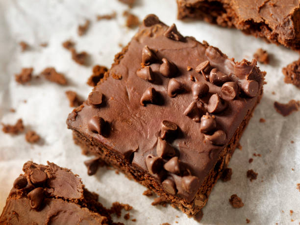 Chocolate Chip, Fudge Brownies on Parchment Paper