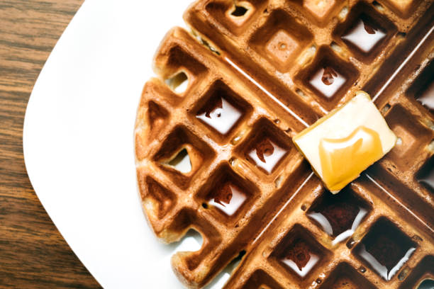 istock Hot Belgian Waffle Breakfast in Detail 899199526
