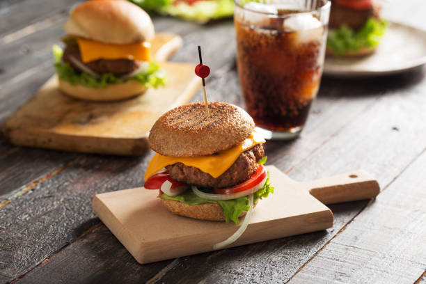 istock Homemade Hamburger on Wooden Background 899203260