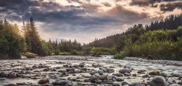 istock Water Flowing over the Rocks in the River 899205882