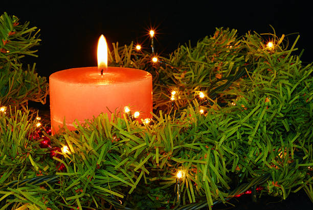 Christmas candle stock photo