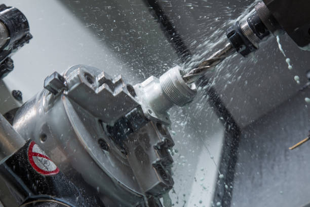 istock Milling metal work process. CNC metal machining by vertical mill 899209580