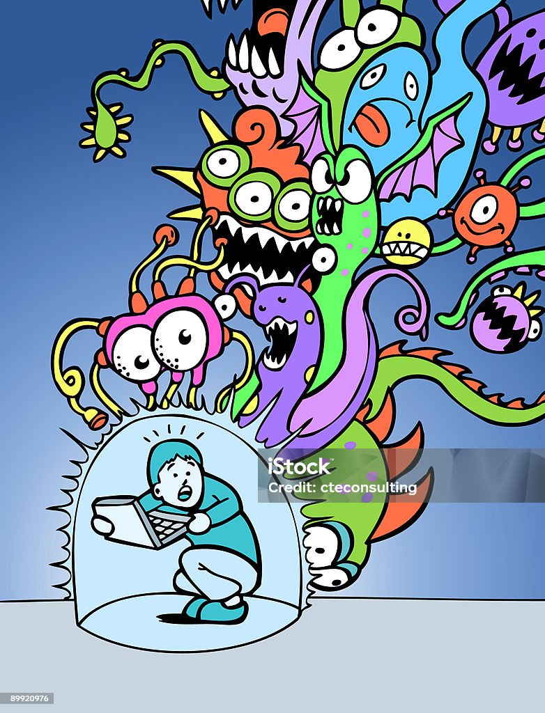 Virus informatique Protection - Illustration de Cartoon libre de droits
