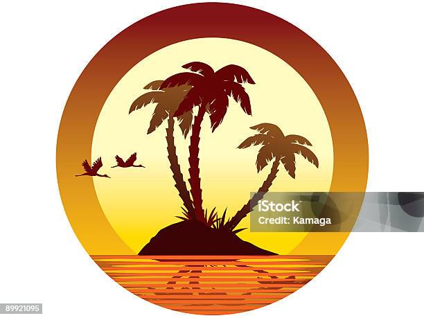 Ilha Tropical - Arte vetorial de stock e mais imagens de Anoitecer - Anoitecer, Cena de tranquilidade, Destino de Viagem