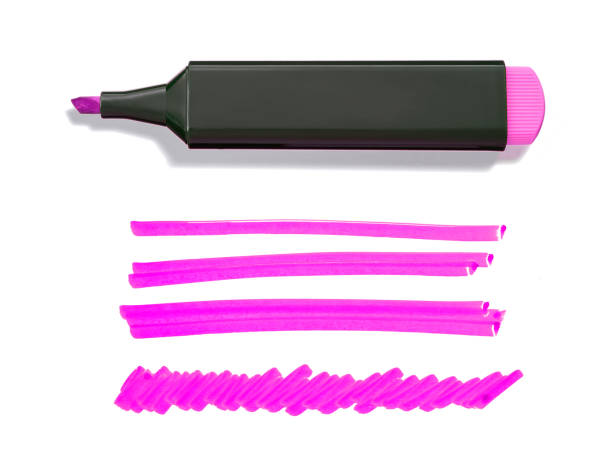 pióro i doodles pink highlighter - highlighter felt tip pen yellow pen zdjęcia i obrazy z banku zdjęć