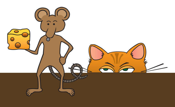 Cartoon Cat And Mouse Stock Illustration - Download Image Now - Domestic Cat,  Animals Hunting, Mouse - Animal - iStock
