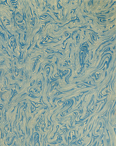 retro style endpaper used in traditional bookbinding - marbled effect paper pattern retro revival imagens e fotografias de stock