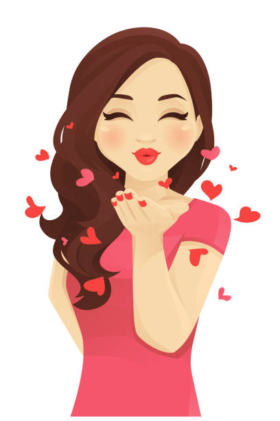 ilustraciones, imágenes clip art, dibujos animados e iconos de stock de mujeres de beso soplado - kissing blowing a kiss blowing women