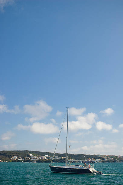 sail away - yacht anchor minorca luxury stock-fotos und bilder