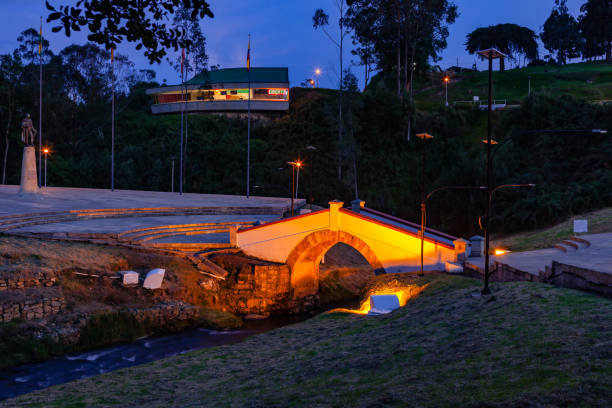 Colombia, South America - The 18th Century Puente de Boyacá over The Teatinos River: A National Monument That Symbolizes The Independence of Northern South America From The Colonial Power Of Spain stock photo