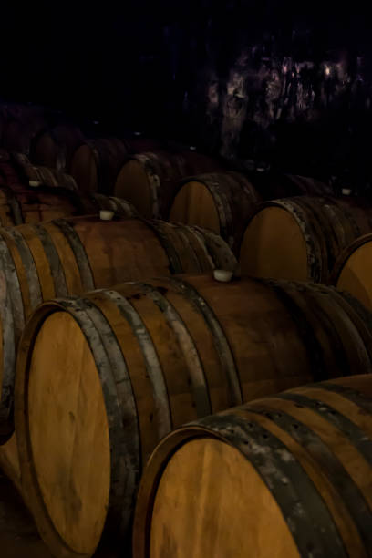 istock Wine barrels drilled in the basement 899230300