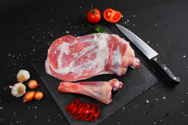 istock Raw Beef with the Fat on the Black Background 899230732