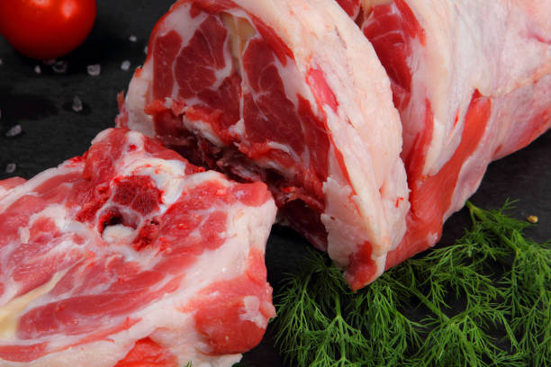 istock Raw Neck Meat on the Black Table 899231322