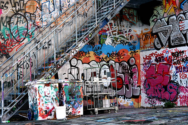Graffiti Under Stairs stock photo