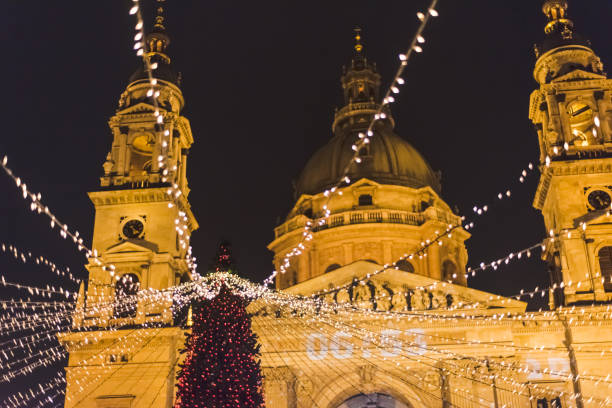istock Budapest Christmas Market at Saint Stephen Basilica square, Christmas mood 899238582