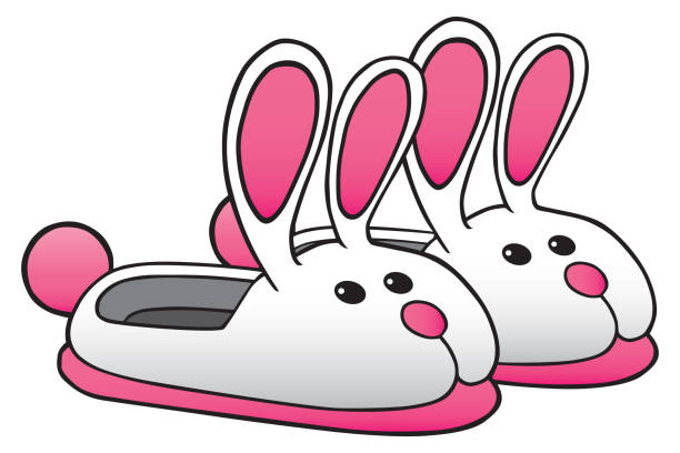 Cartoon Bunny Slippers vector art illustration