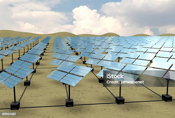 Energia Solare Nel Deserto Array 3d - Fotografie stock e altre immagini di Calore - Concetto - Calore - Concetto, Composizione orizzontale, Concentratore parabolico di energia solare