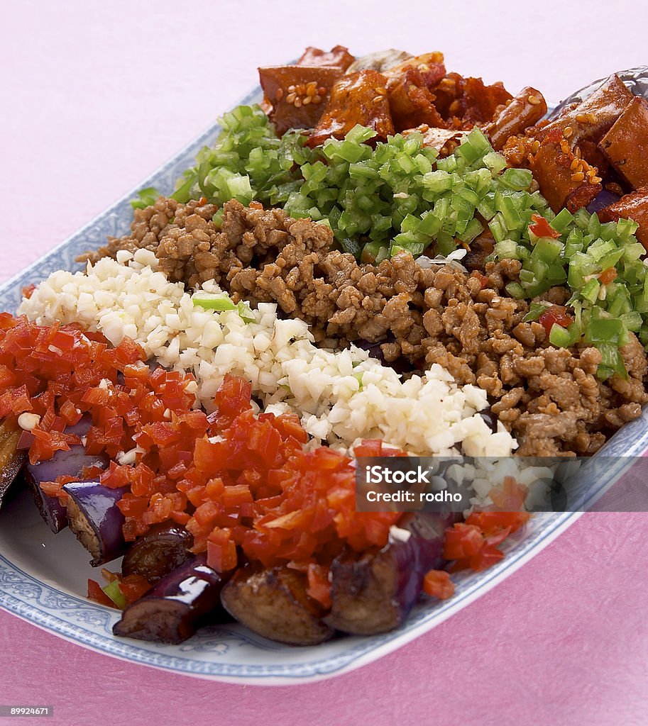 Comida china serie: Agitar cerdo frito tritura con Chile/salsa chile verde/pimienta - Foto de stock de Aislado libre de derechos
