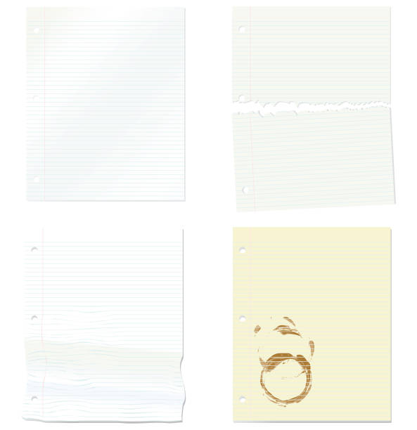 три отверстия punch бумажный фон элементы - lined paper paper old notebook stock illustrations