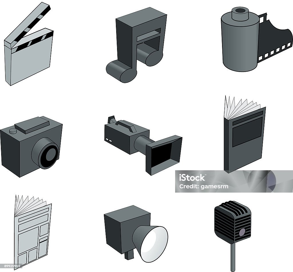 3 D Media Icons-perspectiva de 3 puntos - Ilustración de stock de Cantar libre de derechos