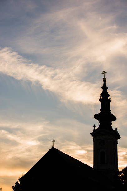 Domes of the church against the sky with clouds