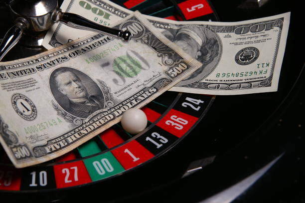 Roulette with Five Hundred Dollar Bill stock photo