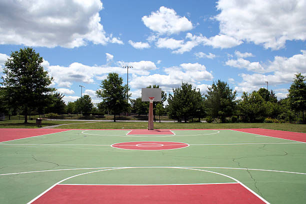 istock Basketball court against a cloudy sky 89926447