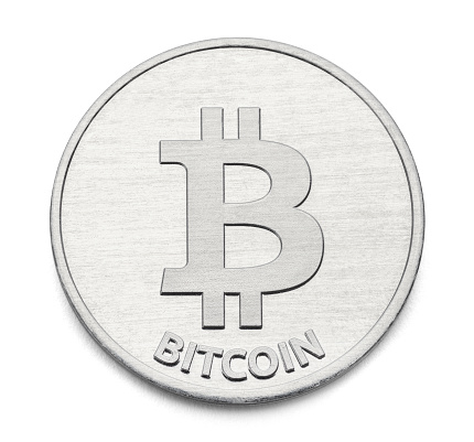3D illustration isolated silver bitcoin on a white background