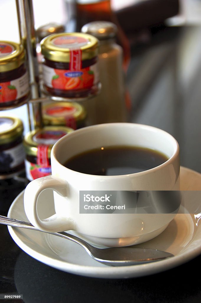 black coffee with fruit jam  Black Coffee Stock Photo