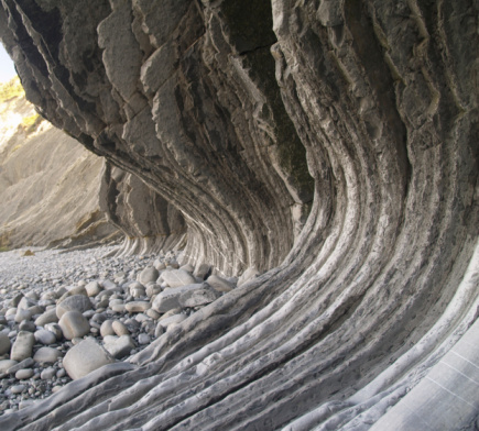 Geológica de pliegues en Zumaias beach, país vasco photo
