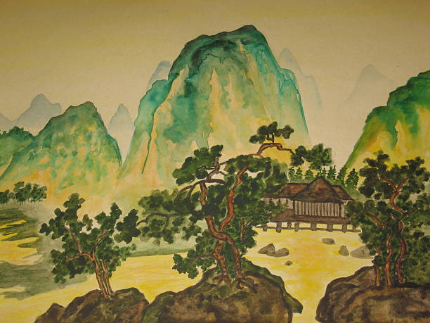 istock In tradition of Chinese art. Watercoloured painting. 89928436