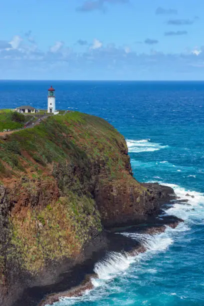 Photo of Kilauea Lighthouse bay on a sunny day in Kauai, Hawaii