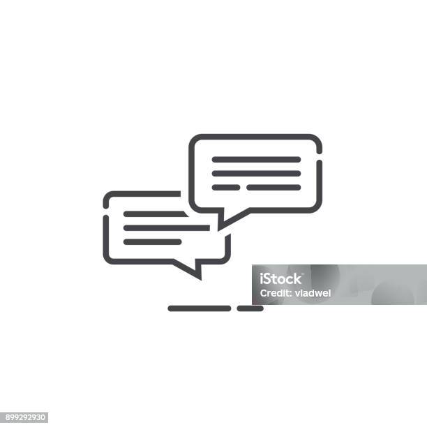 Chat Messages Icon Notification Vector Illustration Line Outline Sms Conversation Bubbles With Text Chatting Symbol Or Sign Isolated Speech Or Talk Linear Art Pictogram Comment Balloons Stock Illustration - Download Image Now