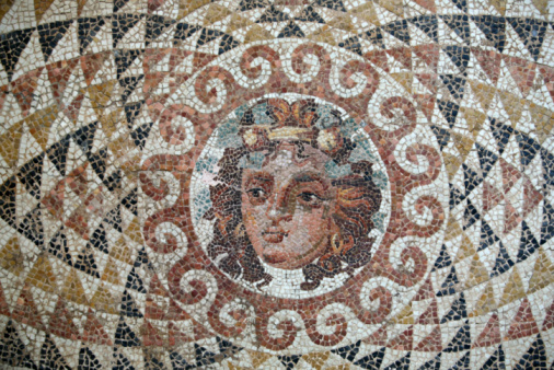 Roman Mosaics on the floor in a building near the Roman amphitheater of Alexandria