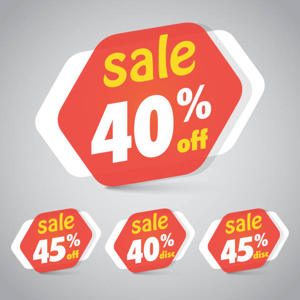 Sale Sticker Tag for Marketing Retail Element Design with 40% 45% Off. Vector Illustration. vector art illustration